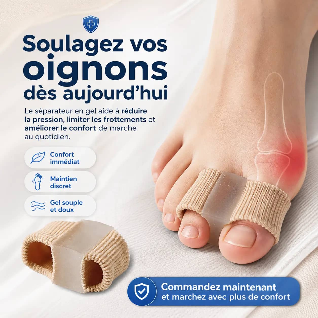 Paire de séparateurs d’orteils en gel – Correction Hallux Valgus